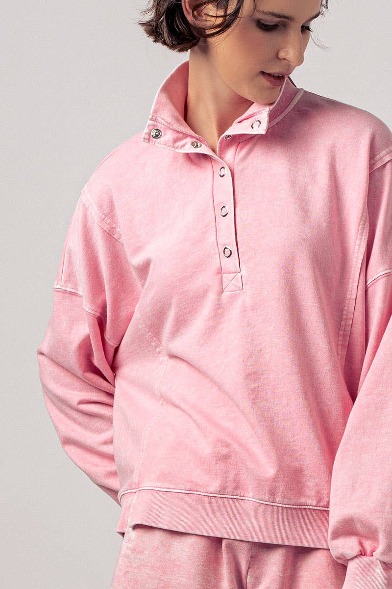 Vintage Wash Snap-Front Sweatshirt