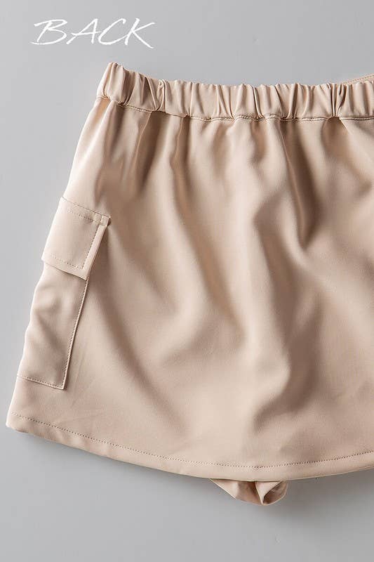 Urban Daizy Smocked Waist Cargo Pocket Skort Grey Skort - Women's (UDZ-SK-00035) – alternate view 9