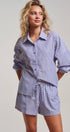 Urban Daizy Striped Seersucker Button-Down Shirt & Shorts Set Blue Lounge Set - Women's (UDST0148-Blue) – alternate view 12