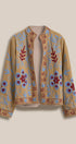 Embroidered Corduroy Jacket with Folk Floral Scroll in KHAKI - Women's Jackets & Blazers | Urban Daizy