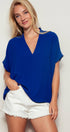 Urban Daizy Oversized V-Neck Folded Short Sleeve Top-GD Gd-Blue Blouse - Women's (UDZ-TP-00270) – alternate view 13