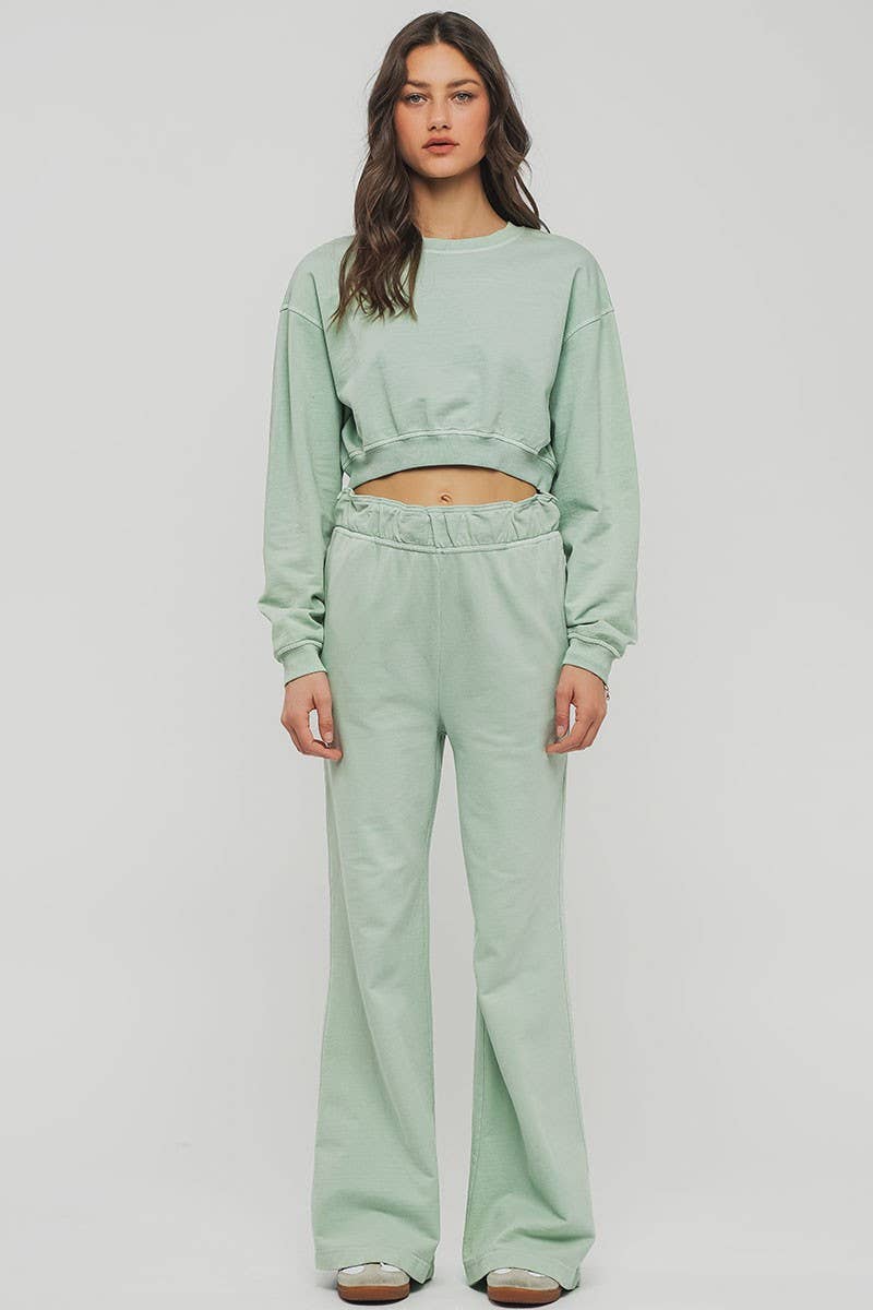 Urban Daizy Mineral Wash Wide Leg Elastic Waist Casual Sweatpants Cream Lounge Sweatpants Joggers - Women's…