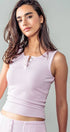 Urban Daizy Ribbed Bamboo Henley Tank Top Black Tank Top - Women's (UDZ-TP-00520) – alternate view 14