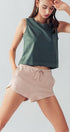 Urban Daizy Textured Cotton Elastic Waist Drawstring Pocket Dolphin Shor Charcoal Shorts - Women's (UDZ-PT-00046) –…