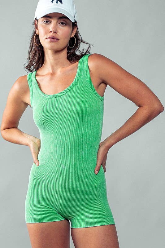 Urban Daizy Seamless Ribbed Sleeveless Romper Coral Romper - Women's (UDZ-JR-00034) – alternate view 5