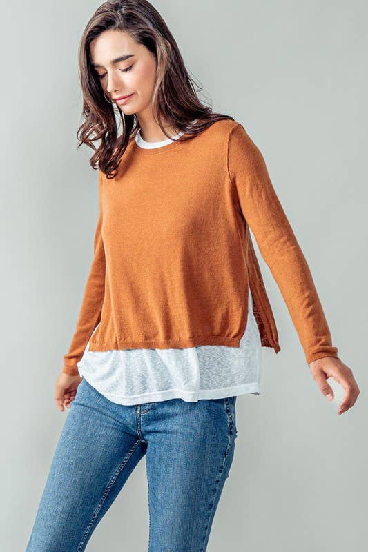 Urban Daizy Elegant Crew Neck Long Sleeve Relaxed Fit Casual Sweater Top Mocha Knit Top - Women's (UDZ-TP-00367) –…