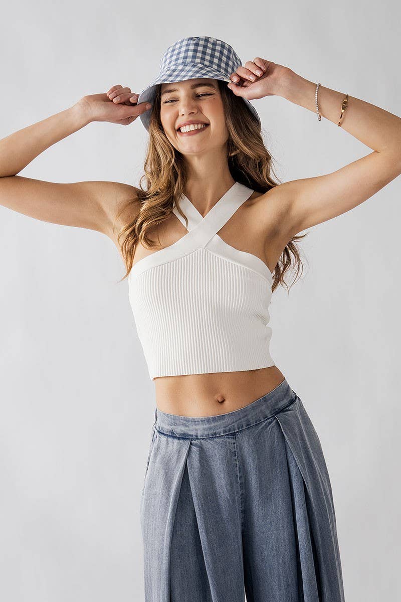 Urban Daizy Classic Spring Gingham Checkered Cotton Bucket Hat Black Bucket Hat - Women's (UDZ-AC-00031) – alternate view 6