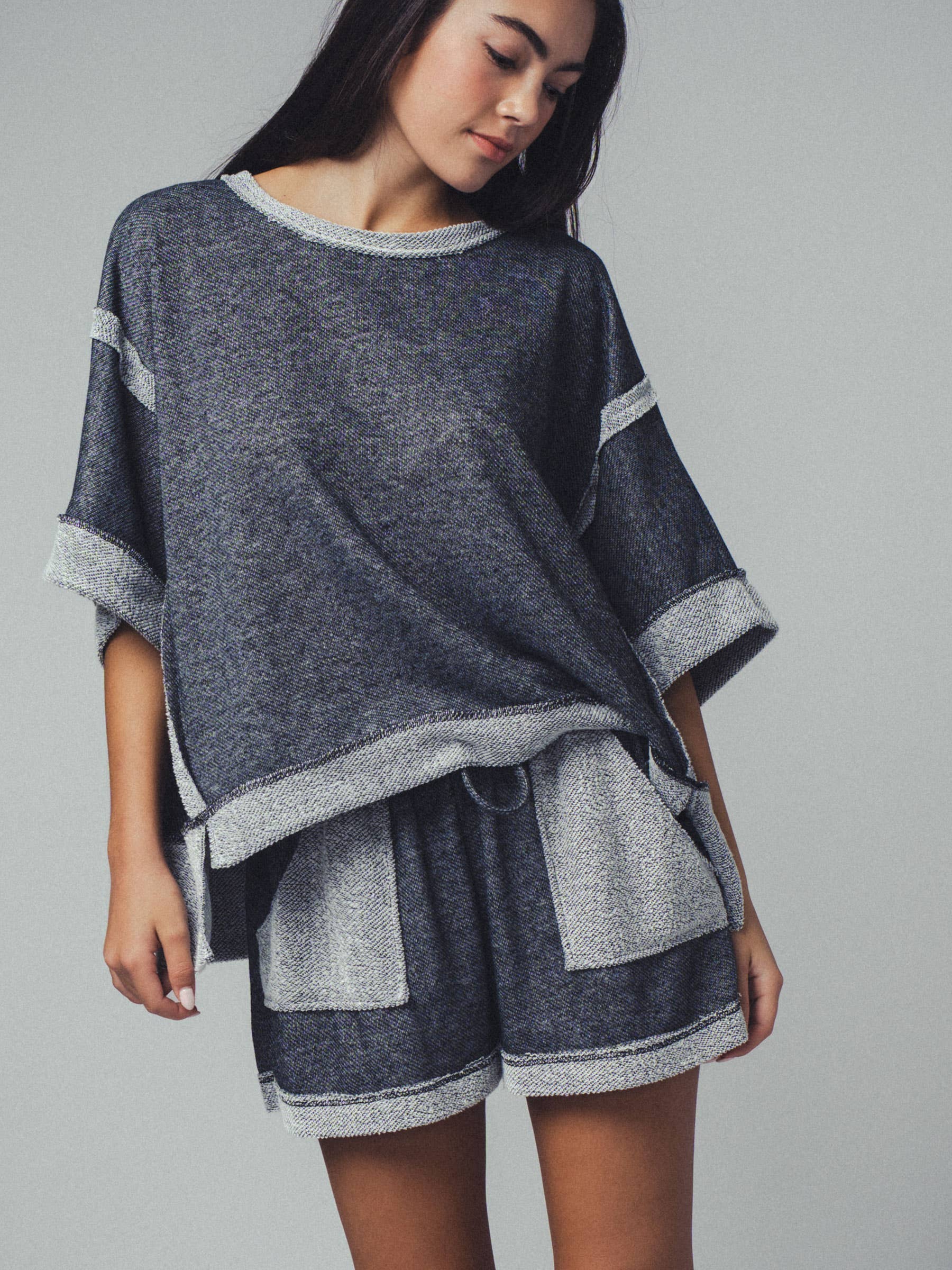 Urban Daizy Garner Cozy Reverse Stitch Ribbed Sleeve Sweater Black Knit Top - Women's (UDZ-TP-00358) – alternate view 50