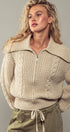 Urban Daizy Textured Cable Knit Sailor Jacket Beige-Buff Jacket - Women's (UDZ-OT-00317)