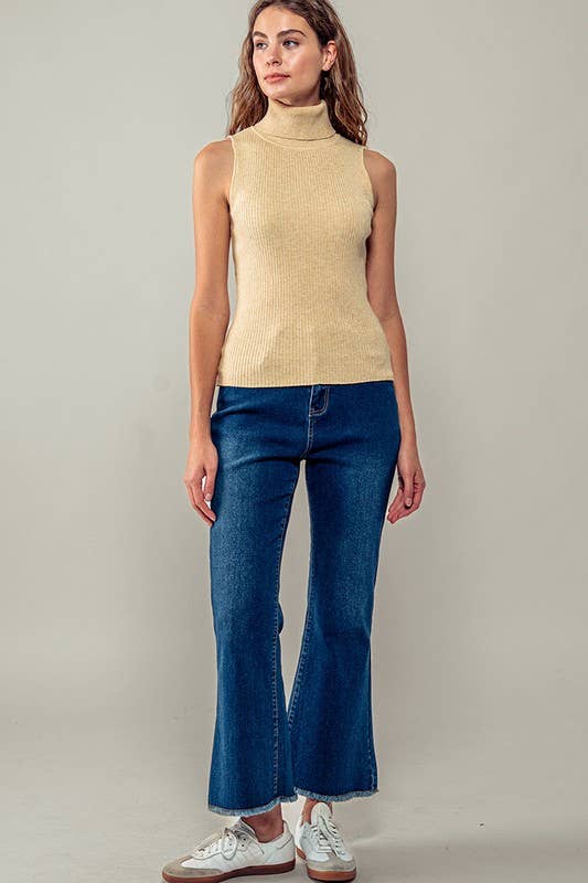 Urban Daizy Sleeveless Ribbed Knit Turtleneck Top Camel Knit Top - Women's (UDZ-TP-00703) – alternate view 12