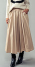 Urban Daizy Cotton Blend Pocketed Elastic Waist Midi Skirt Taupe Skirt - Women's (UDZ-SK-00070) – alternate view 10