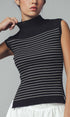 Urban Daizy Striped Ribbed Mock Neck Sleeveless Top Lt-Khaki Knit Top - Women's (UDZ-PT-00352) – alternate view 4