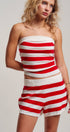 Urban Daizy Retro Striped Knit Bandeau & Shorts Co-ord Set Ivory-Navy Lounge Set - Women's (UDST0149-Ivory-Navy) – alternate view 13