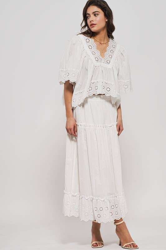 Urban Daizy Laced Eyelet Tiered Midi Skirt Lt-Blue Skirt - Women's (UDZ-SK-00108) – alternate view 12