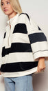 Urban Daizy Oversized Half Zip Bold Stripe Statement Pullover Sweatshirt Cream-Black Sweatshirt - Women's (UDZ-KN-00450)…