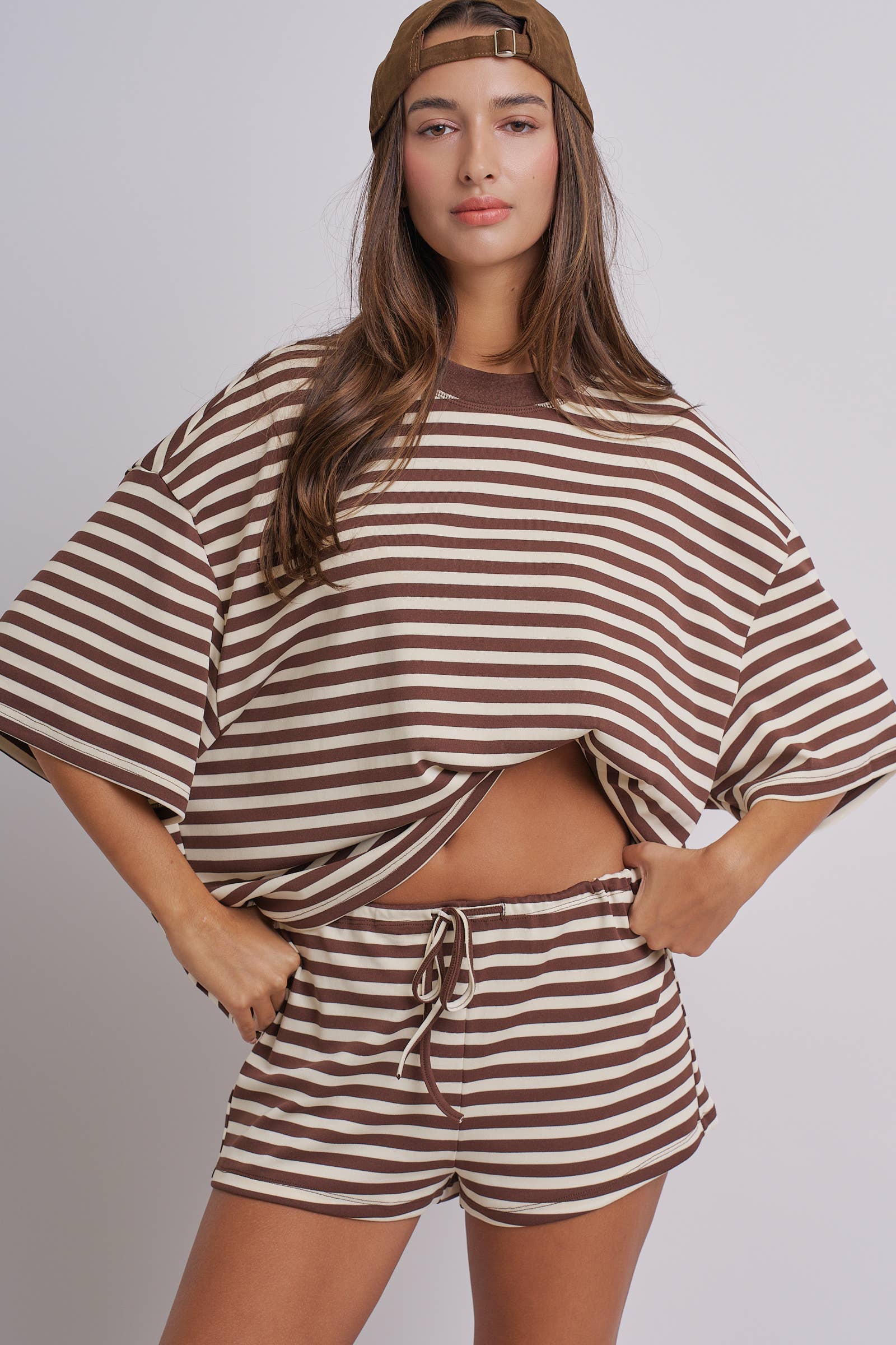 Coastal Striped Drawstring Lounge Shorts