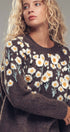 Urban Daizy Daisy Embossed 3D Floral Knit Sweater Brown Knit Sweater - Women's (UDZ-KN-00653) – alternate view 2