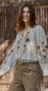 Embroidered Ruffle Neck Blouse in Western Folk Style in IVORY - Women's Shirts & Blouses | Urban Daizy