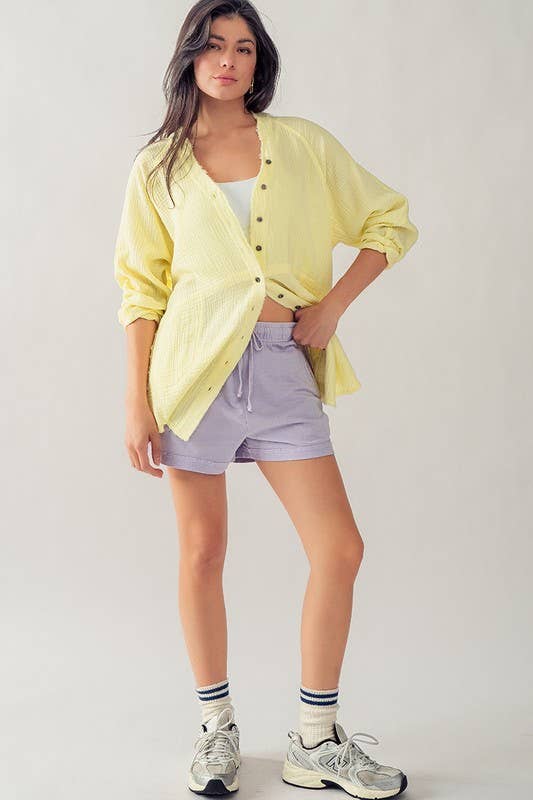 Urban Daizy PREMIUM SOFT FRAYED HEM GAUZE VINTAGE WASHED SHIRT Forest-Green Button Down Shirt - Women's (UDZ-TP-00225) –…