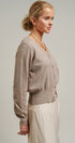 Soft V-Neck Button Knit Cardigan in H MOCHA - Women's Cardigans & Shrugs | Urban Daizy