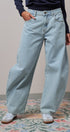 Light Wash Curved Barrel Leg Wide Jeans in LT BLUE - Women's Casual Pants | Urban Daizy