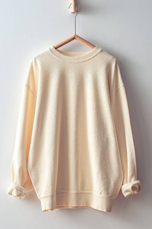 Urban Daizy Oversized Vintage Wash Ribbed Cotton Sweater Charcoal Sweatshirt - Women's (UDZ-KN-00544) – alternate view 27