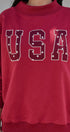 USA Polka Dot Varsity Letter Mock Neck Sweatshirt in BURGUNDY - Women's Sweatshirts & Hoodies | Urban Daizy