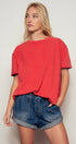 Urban Daizy Boxy Oversized Cotton Crewneck Tee Red T-Shirt - Women's (UDZ-TP-00810)
