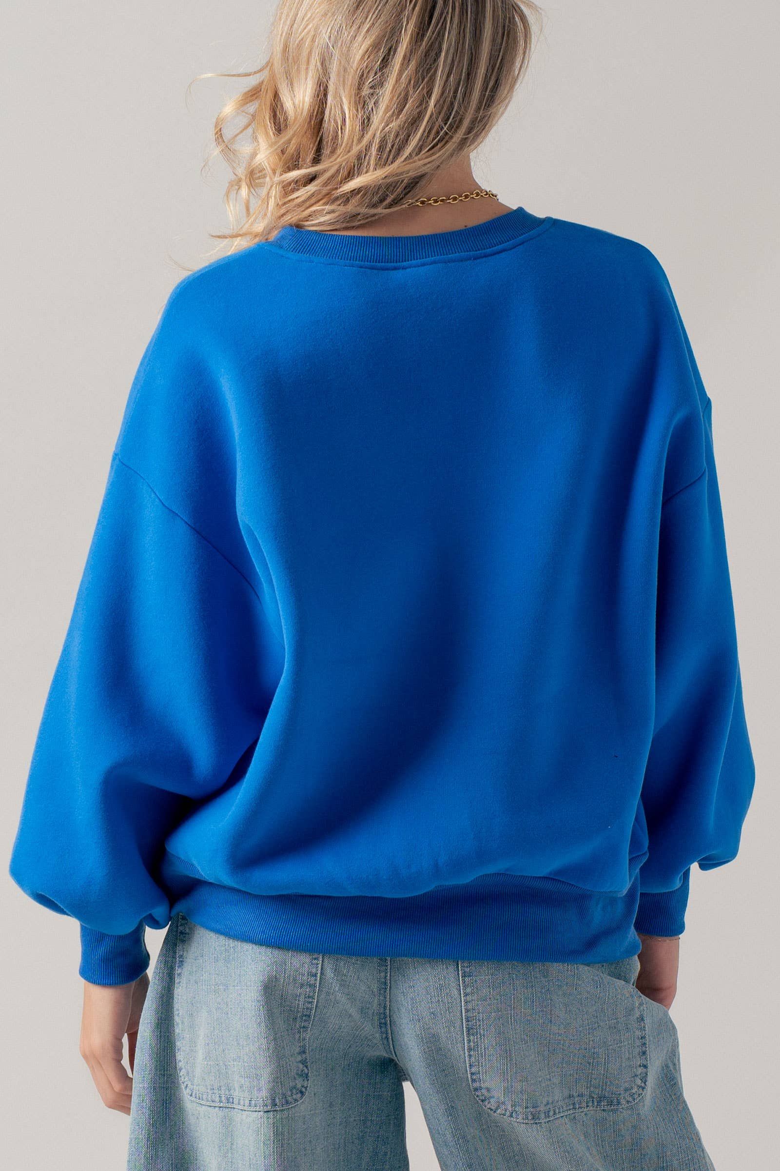 "87" Graphic Balloon Sleeve Oversized Sweatshirt