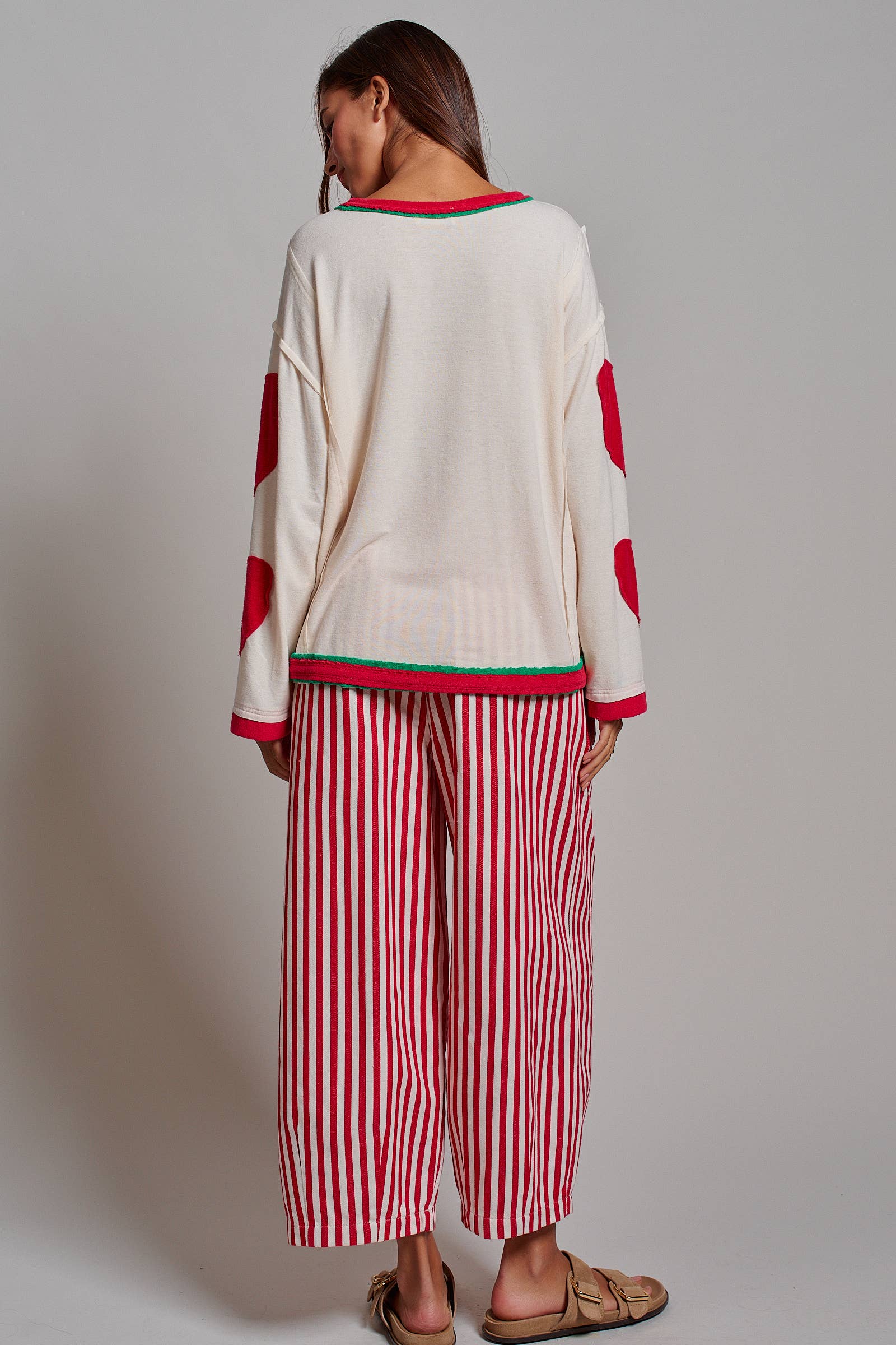 Striped Pleated Wide Leg Culotte Pants