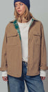 Urban Daizy Plaid Flannel-Lined Corduroy Shacket Taupe Shirt Jacket/Shacket - Women's (UDZ-KN-00150) – alternate view 9