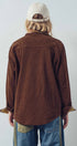 Urban Daizy Plaid Flannel-Lined Corduroy Shacket Taupe Shirt Jacket/Shacket - Women's (UDZ-KN-00150) – alternate view 29