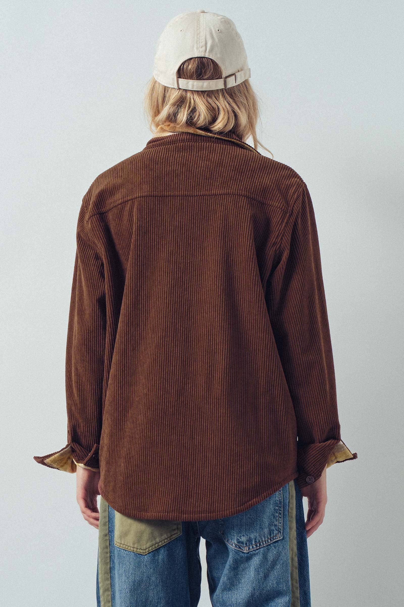 Urban Daizy Plaid Flannel-Lined Corduroy Shacket Taupe Shirt Jacket/Shacket - Women's (UDZ-KN-00150) – alternate view 29