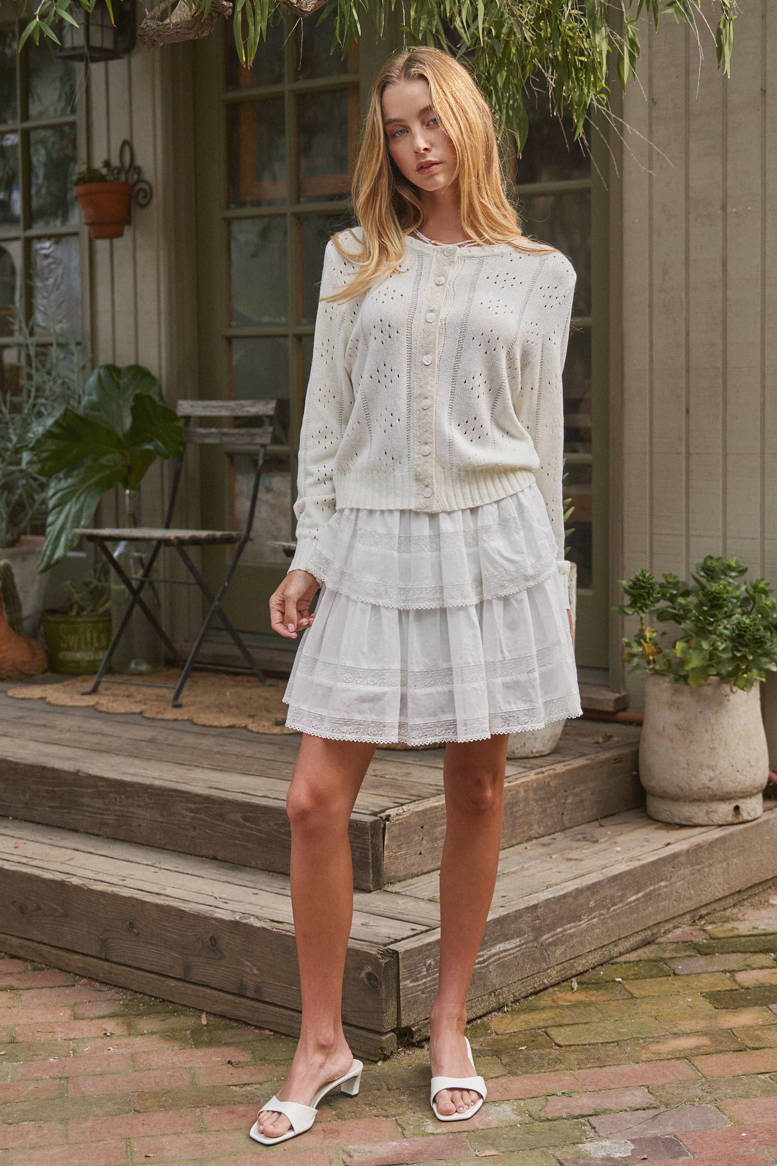 Scalloped Lace Tiered Romantic Statement Mini Skirt