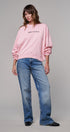 Oversized Graphic Sweatshirt Pigment Wash Cotton Crewneck in PINK CLAY - Women's Sweatshirts & Hoodies | Urban Daizy