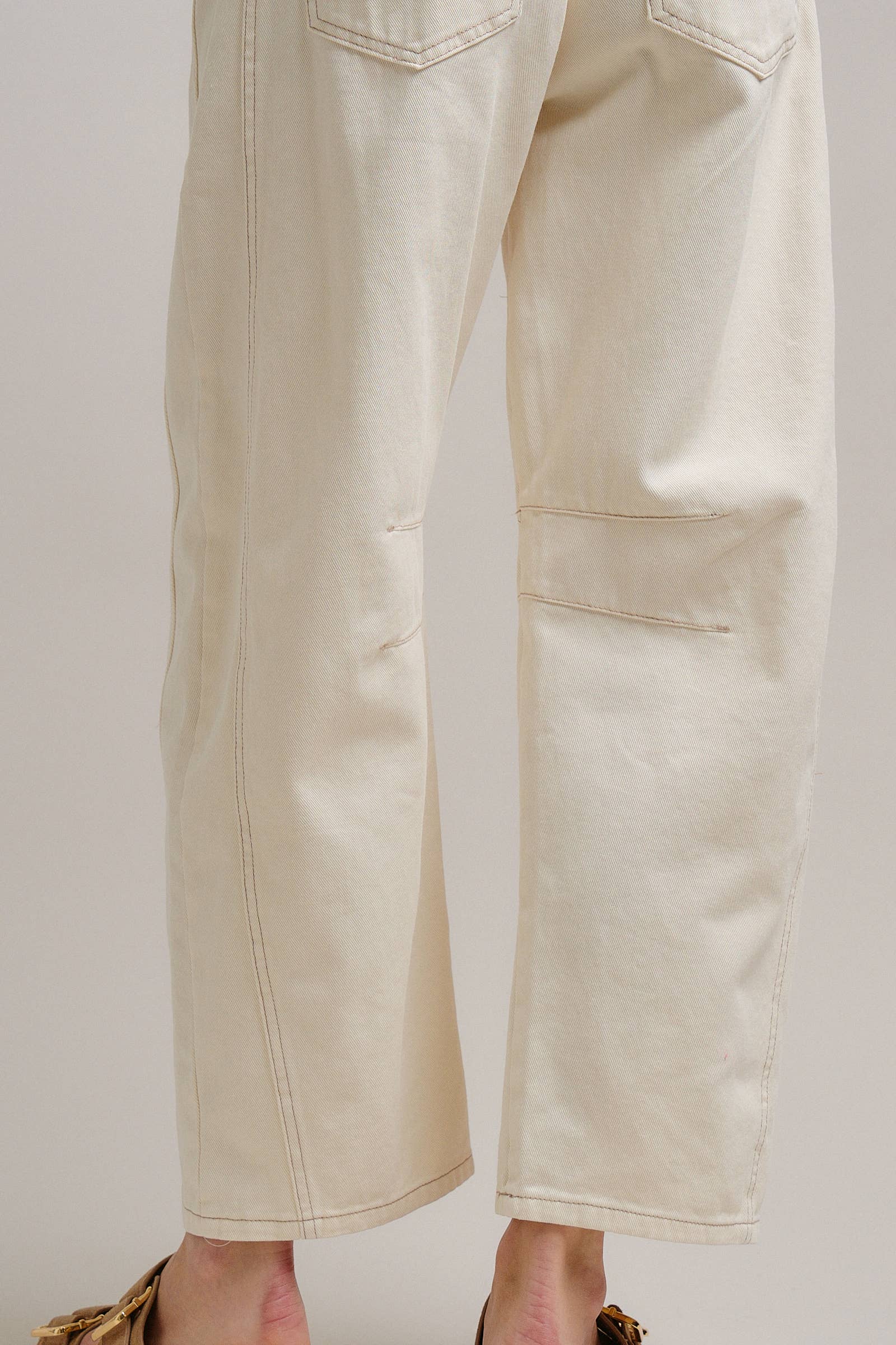 Urban Daizy Ecru White Wide Leg Barrel Jeans ECRU Jeans - Women's (TNPT0808-ECRU) – alternate view