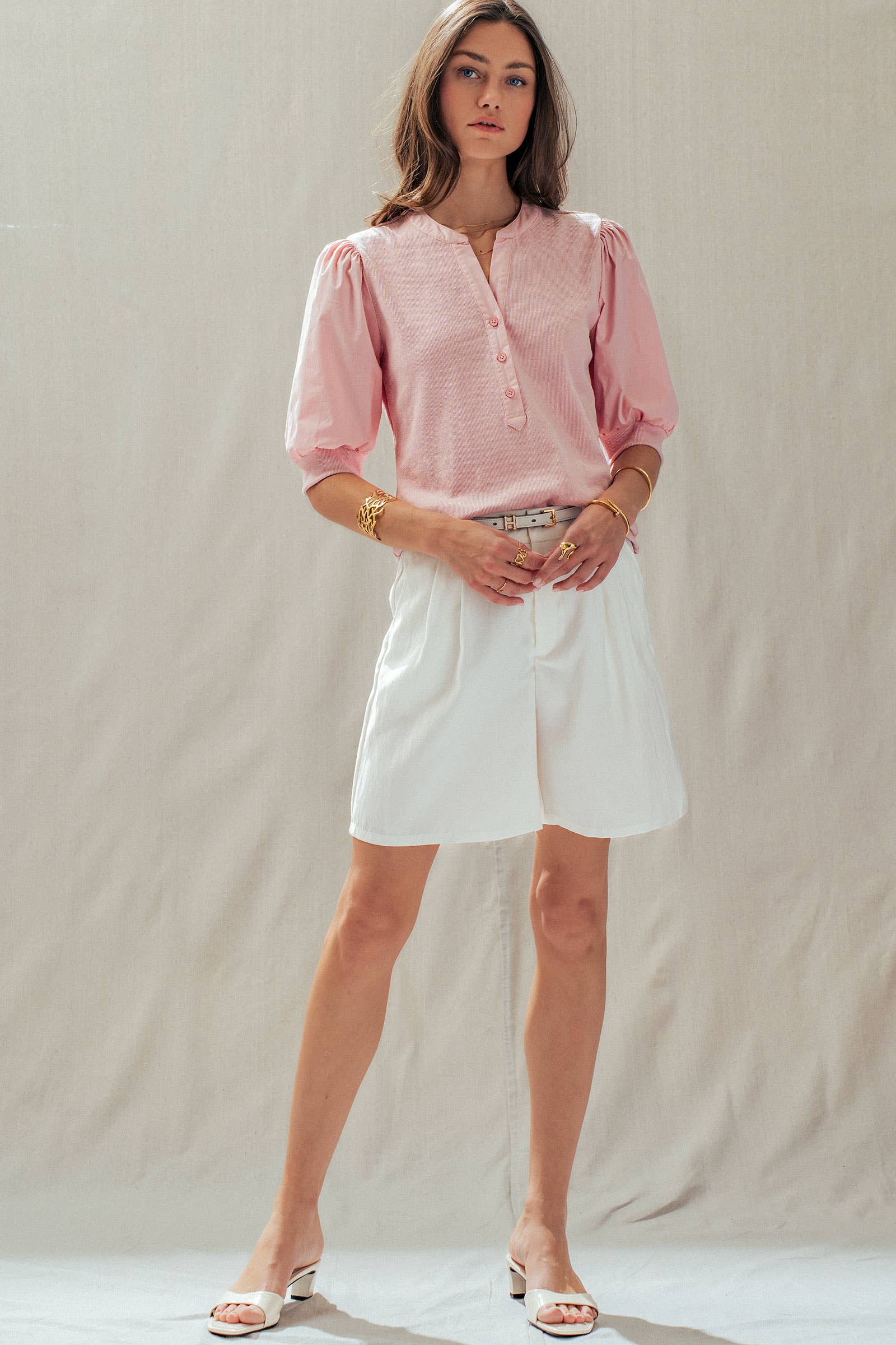 Puff Sleeve Henley Top