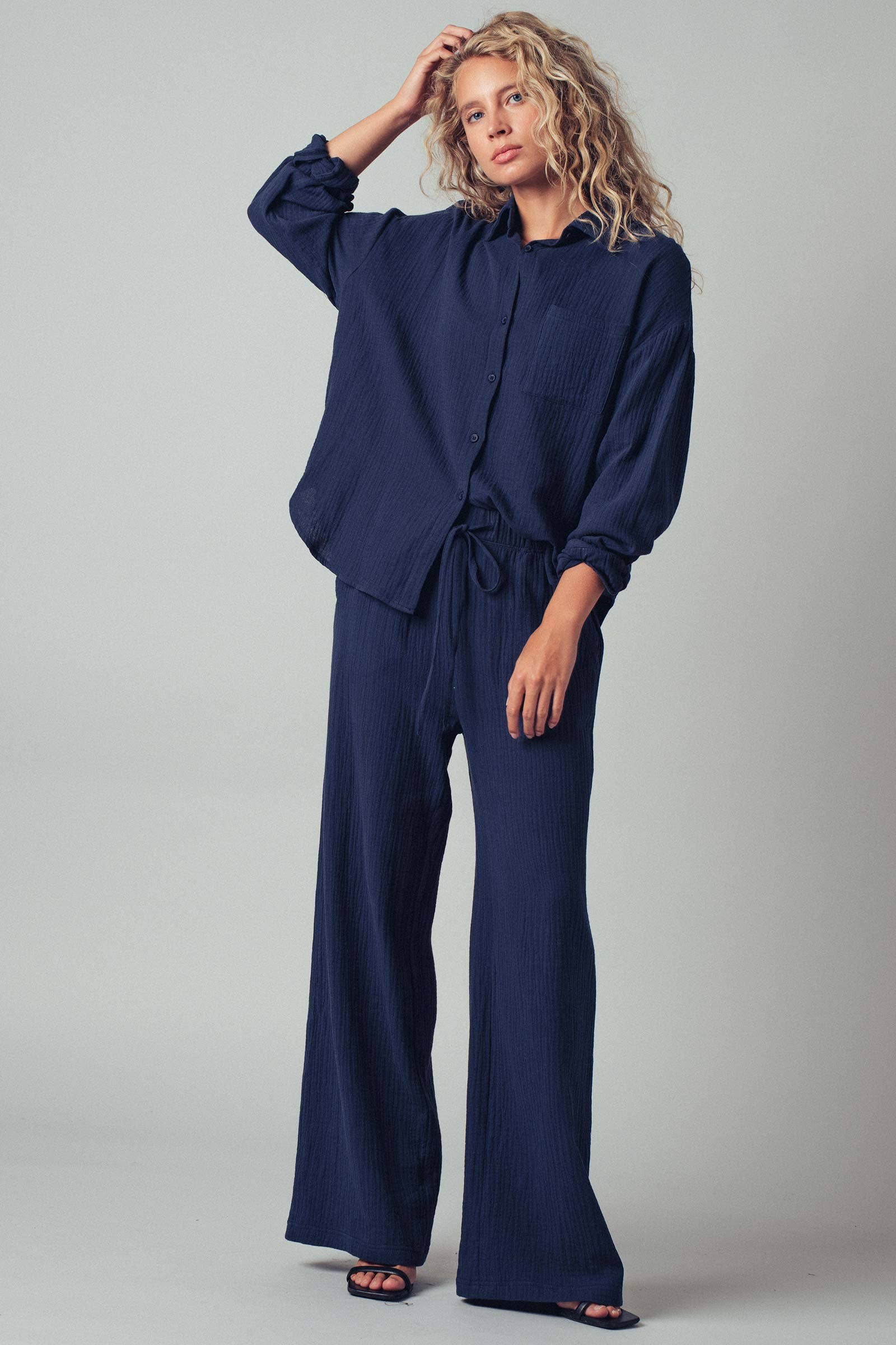 Textured Cotton Gauze Lounge Set