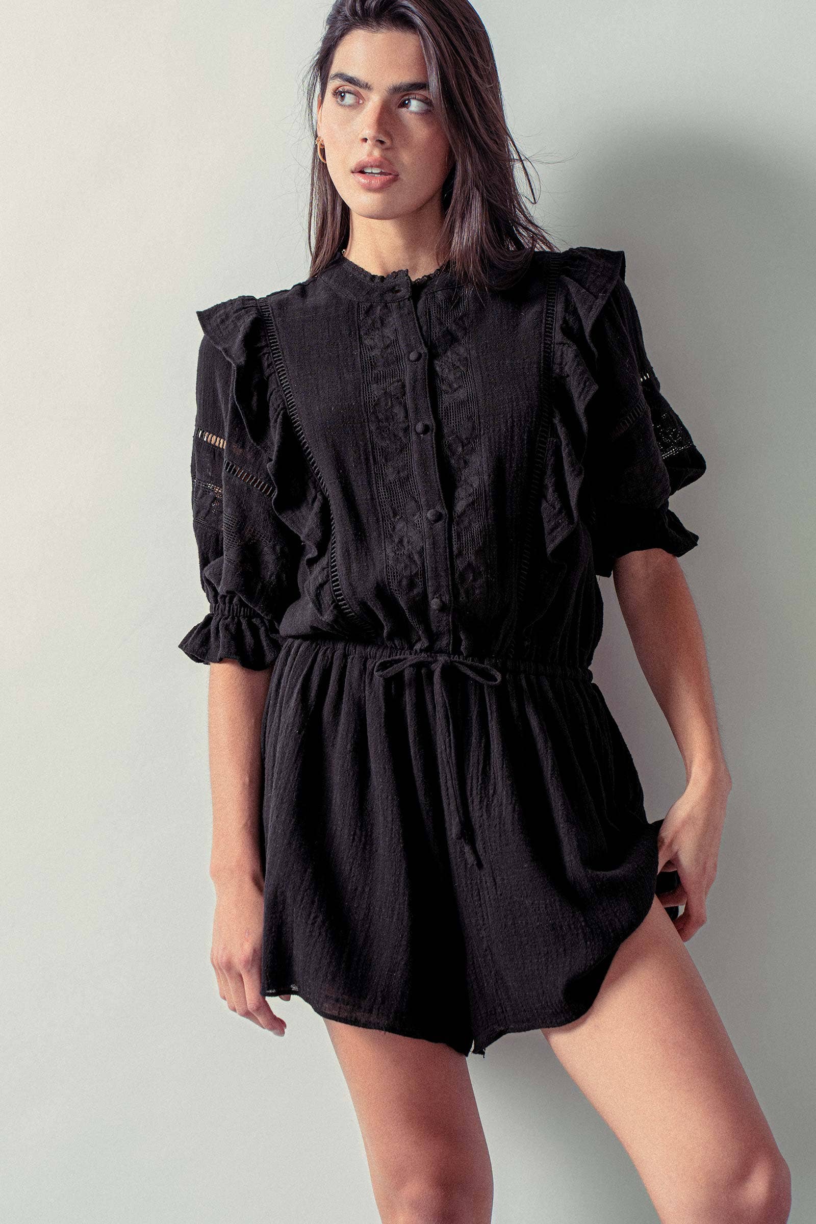 Romantic Lace Ruffle Boho Romper