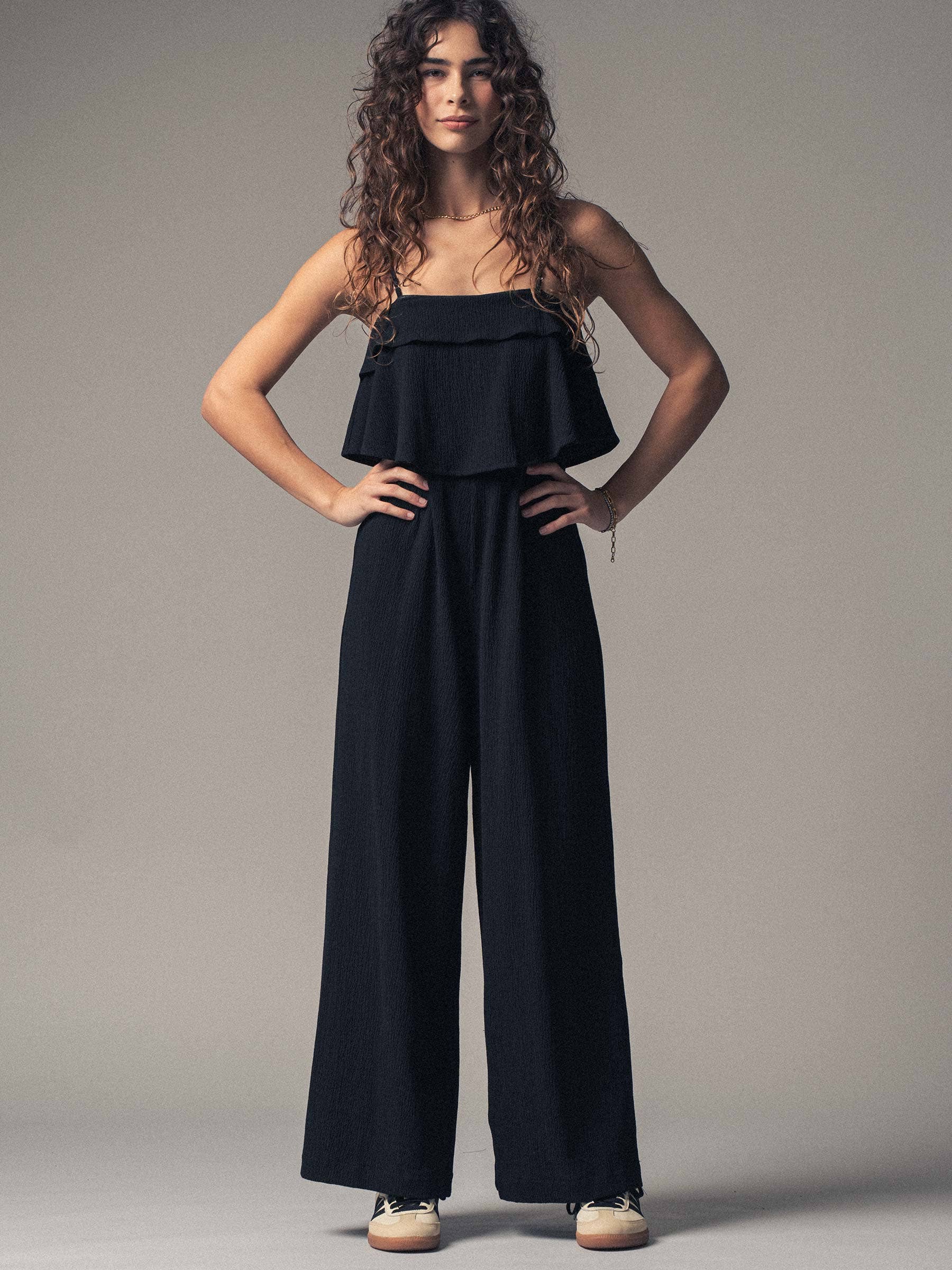 Urban Daizy Ruffled Bodice Wide Leg Jumpsuit Pink Jumpsuit - Women's (UDZ-JR-00021) – alternate view 30