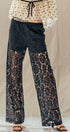 Urban Daizy Floral Lace Wide-Leg Drawstring Pants Black Pants - Women's (UDPT0083-Black) ��� alternate 