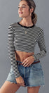 Urban Daizy Essential Fitted Long Sleeve Crew Crop Top Ivory Knit Top - Women's (UDZ-TP-00031) – alternate view 17