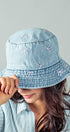 Urban Daizy Embroidered Mini Bow Coquette Denim Bucket Hat Black Bucket Hat - Women's (UDZ-AC-00114) – alternate view 4