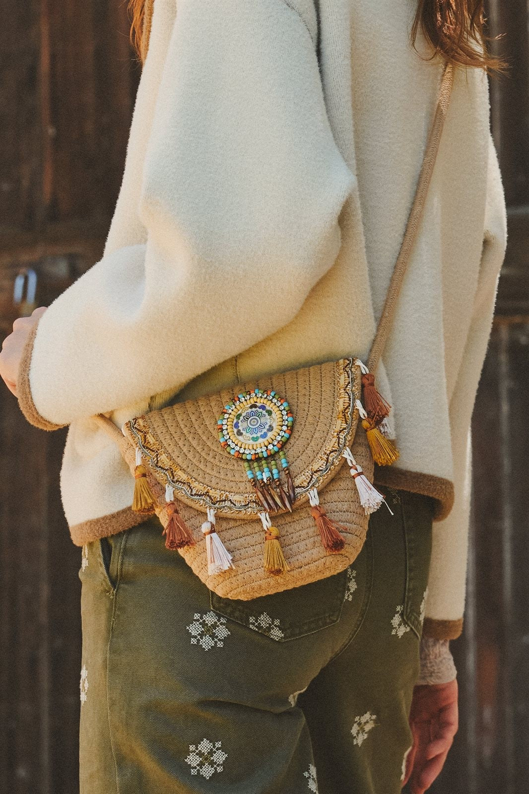 Dreamcatcher Tassel Crossbody in TAN - Women's Crossbody Bags | Urban Daizy