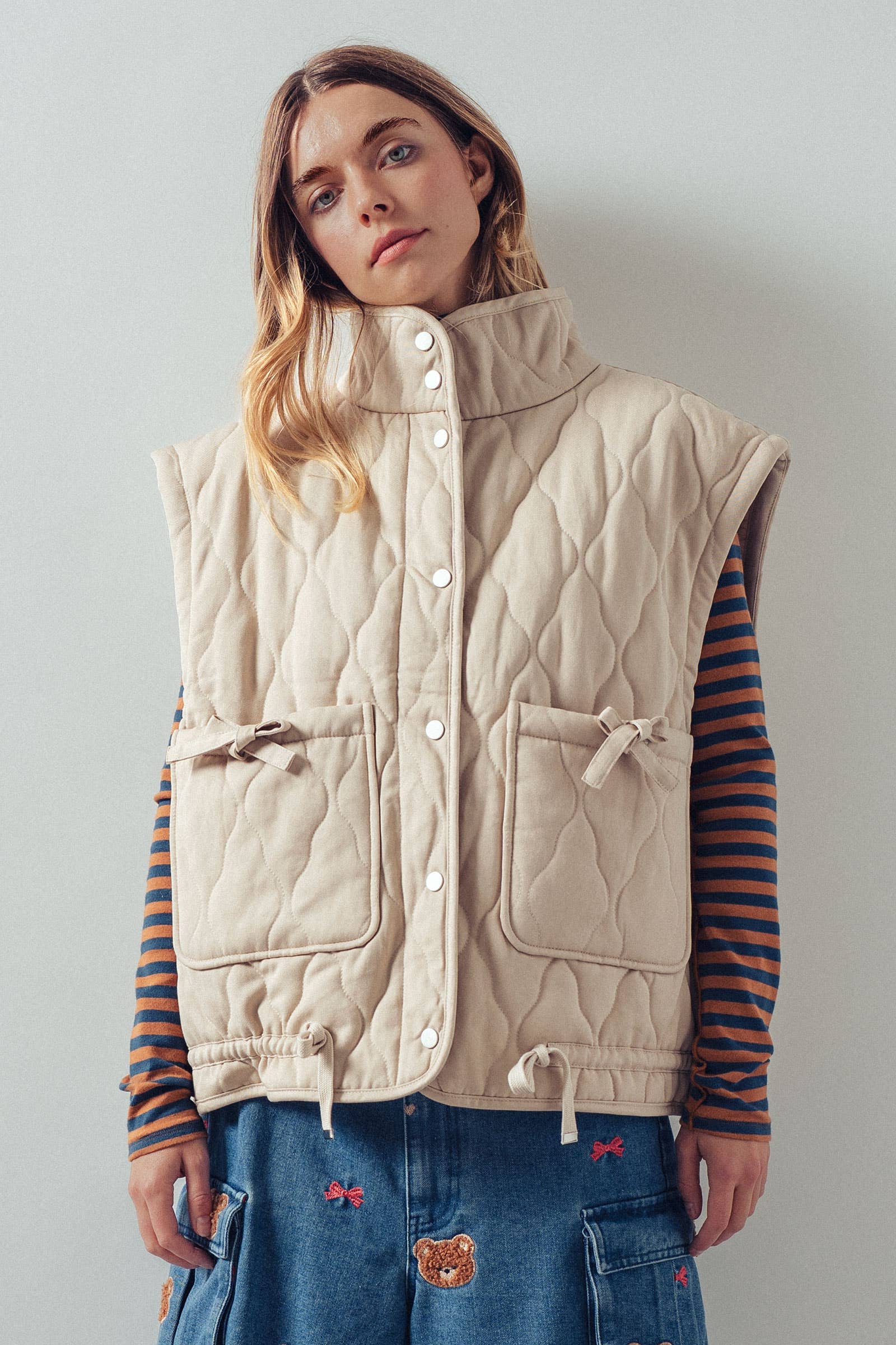 Vintage Washed Quilted Padded Vest