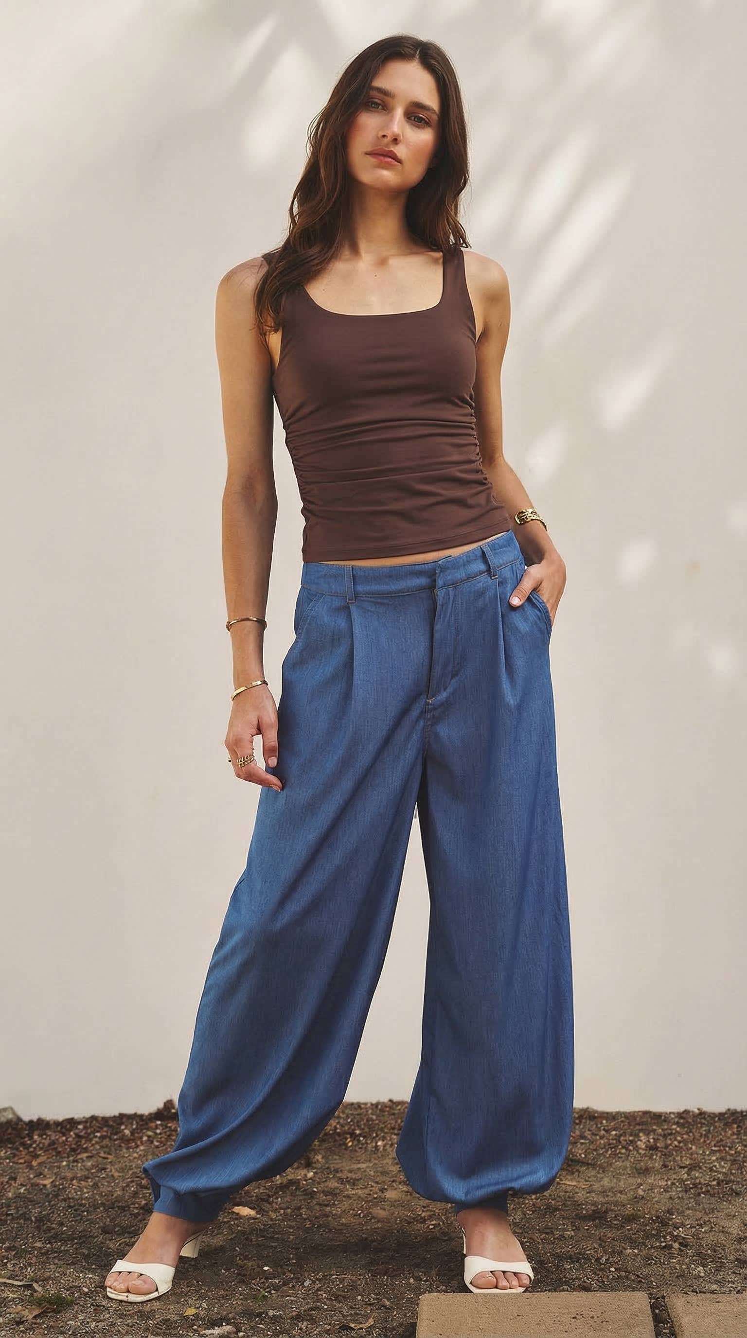 Side-Ruched Stretch Tank Top