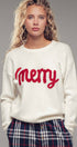 Urban Daizy Merry Embroidered Crewneck Sweater Ivory Knit Sweater - Women's (UDZ-KN-00488) – alternate view 2