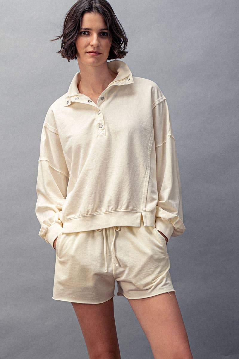 Vintage Wash Snap-Front Sweatshirt