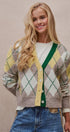 Vintage Pastel Argyle Back to School Cardigan in Preppy Old  in GREEN - Women's Cardigans & Shrugs | Urban Daizy