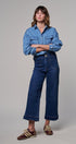High Waist Wide Leg Denim with Patch Pockets in DENIM - Women's Casual Pants | Urban Daizy